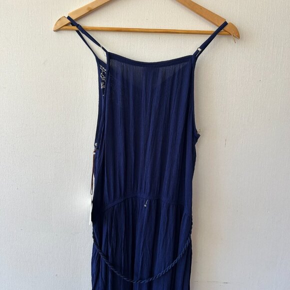 Knox Rose Maxi Dress Womens Medium Navy NWT Boho Embroidered Side Slits Strappy - Picture 8 of 9